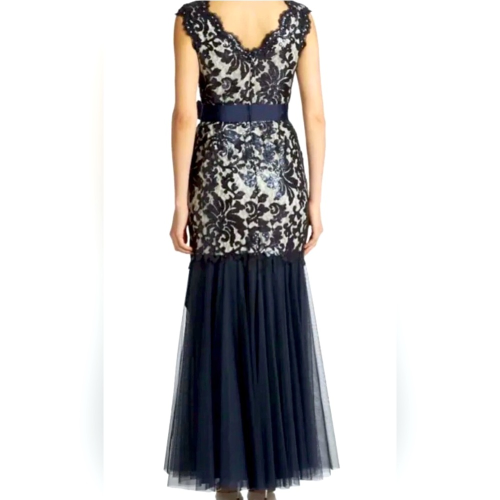 Tadashi Shoji Navy and White Lace Maxi Dress - Picture 2 of 10